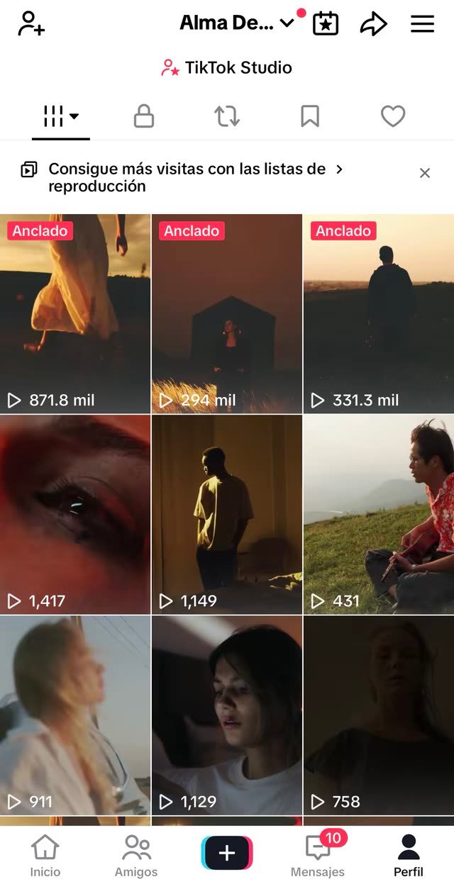 Perfil de TikTok con videos de 871,8 mil y 331,3 mil reproducciones